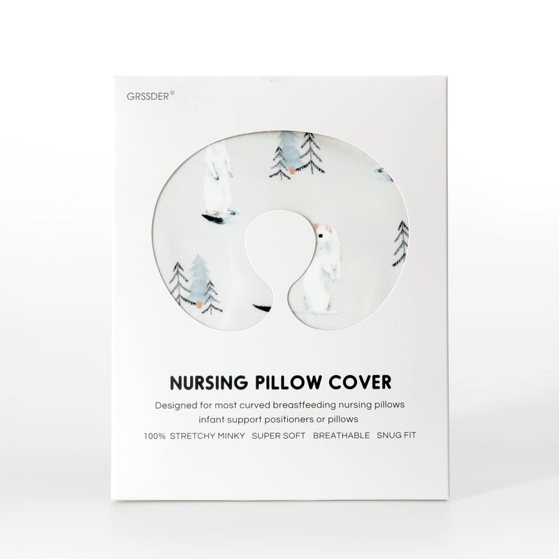 GRSSDER Nursing Pillow Cover Stretchy Minky Removable Nursing Covers for Breastfeeding Pillows, Ultra Soft Comfortable Slipcover for Boy and Girls, Cute Wild Forest Mongooses Pattern - Image 4